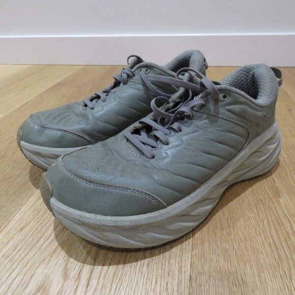 HOKA Bondi SR Road Running Sneakers Shoes in Olive Haze Leather Active Trail 9 - Picture 2 of 14